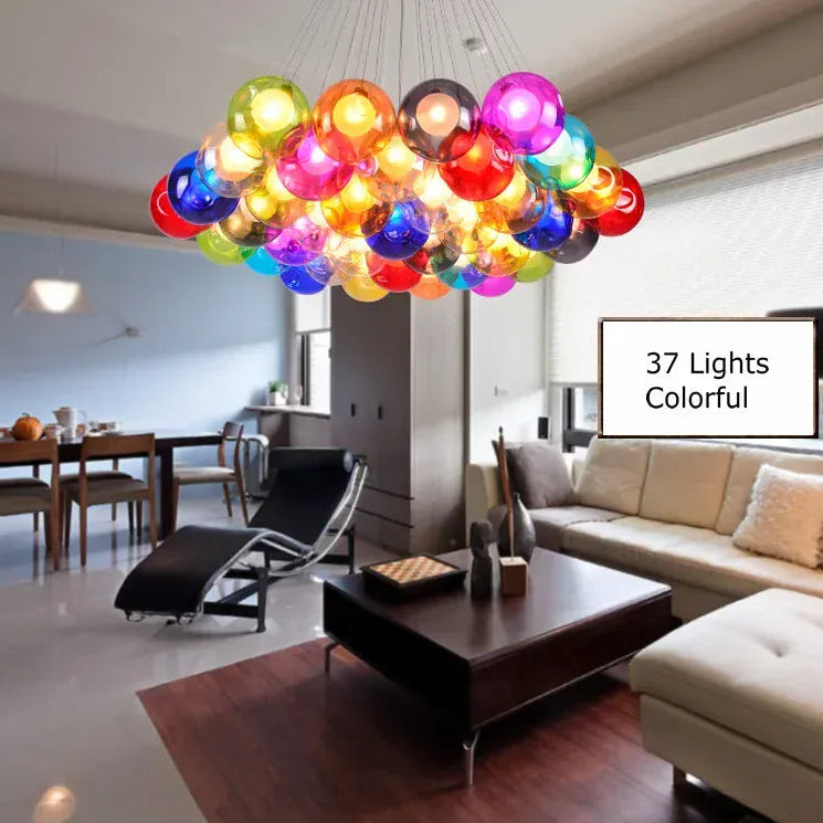 Verthara Premium Colourful Glass Bubble Chandelier