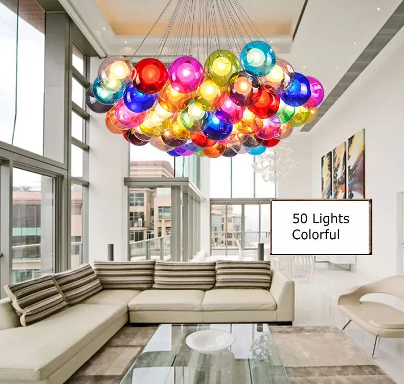 Verthara Premium Colourful Glass Bubble Chandelier