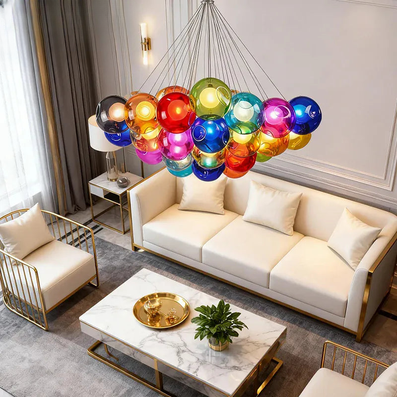 Verthara Premium Colourful Glass Bubble Chandelier