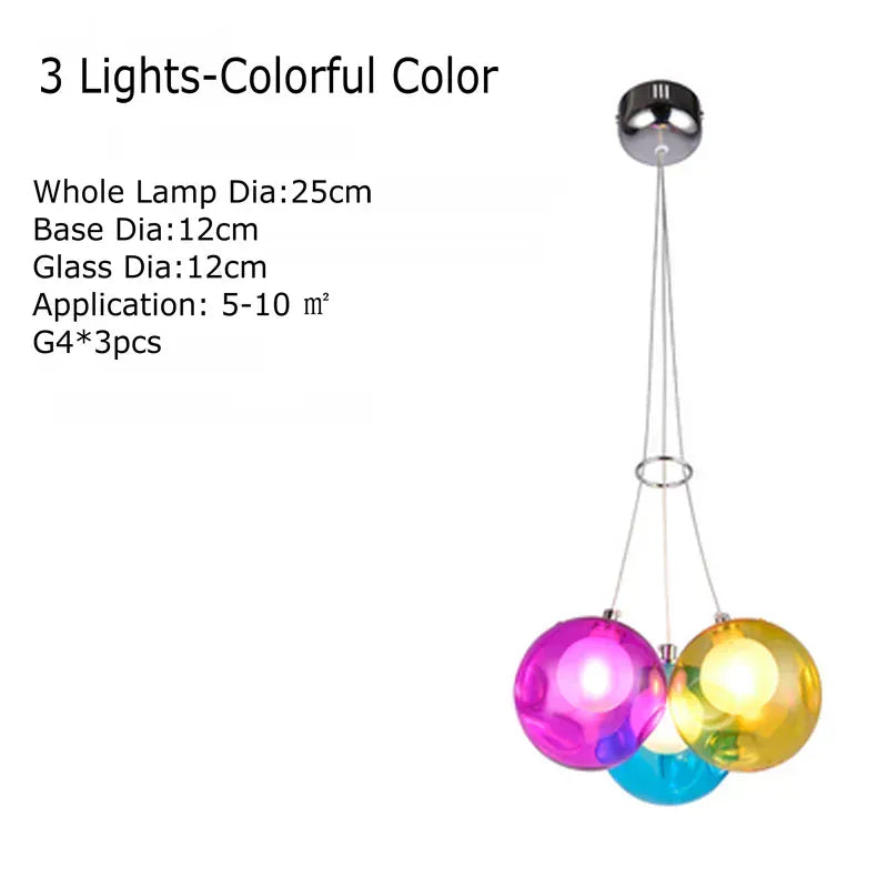 Verthara Premium Colourful Glass Bubble Chandelier 3 Lights Colorful / Cold White