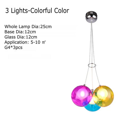 Verthara Premium Colourful Glass Bubble Chandelier 3 Lights Colorful / Cold White