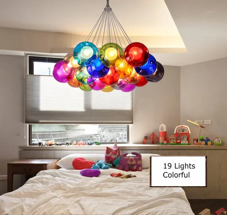 Verthara Premium Colourful Glass Bubble Chandelier