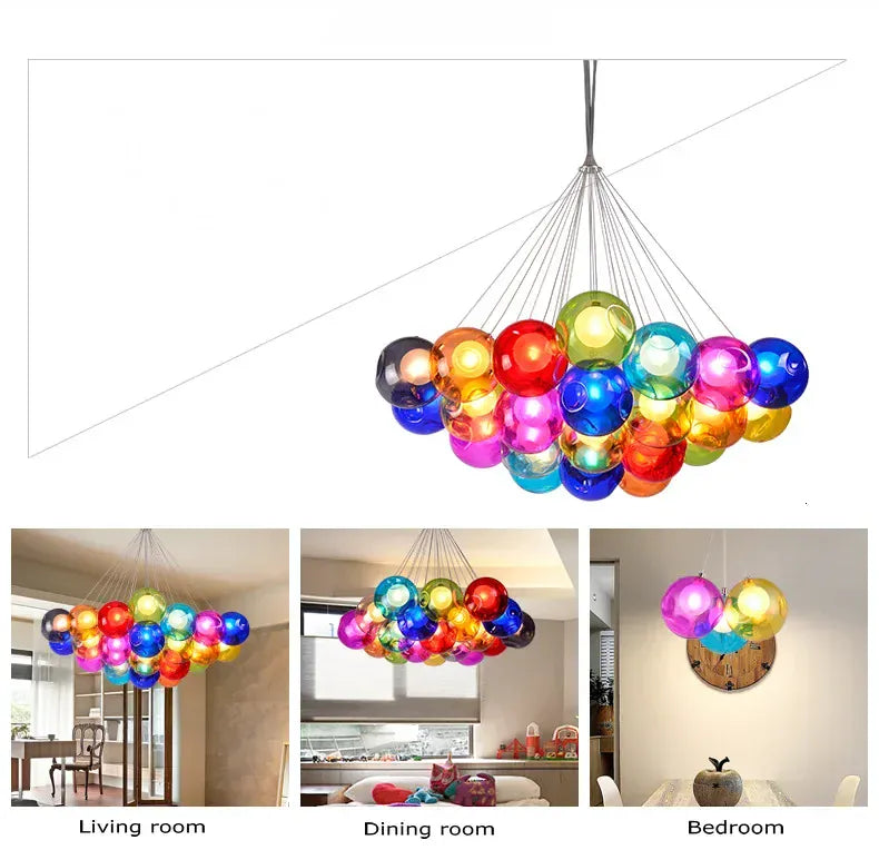 Verthara Premium Colourful Glass Bubble Chandelier