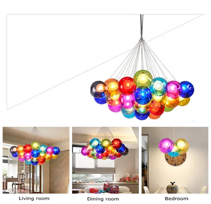 Verthara Premium Colourful Glass Bubble Chandelier