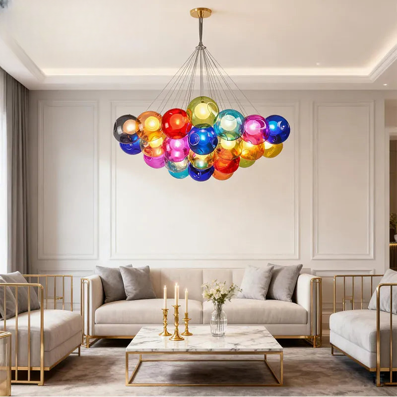 Verthara Premium Colourful Glass Bubble Chandelier