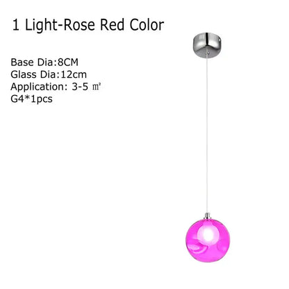 Verthara Premium Colourful Glass Bubble Chandelier Rose Red-1 head / Cold White