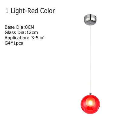 Verthara Premium Colourful Glass Bubble Chandelier Red-1 head / Cold White