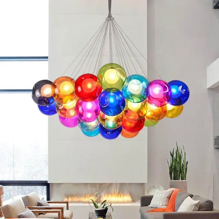 Verthara Premium Colourful Glass Bubble Chandelier