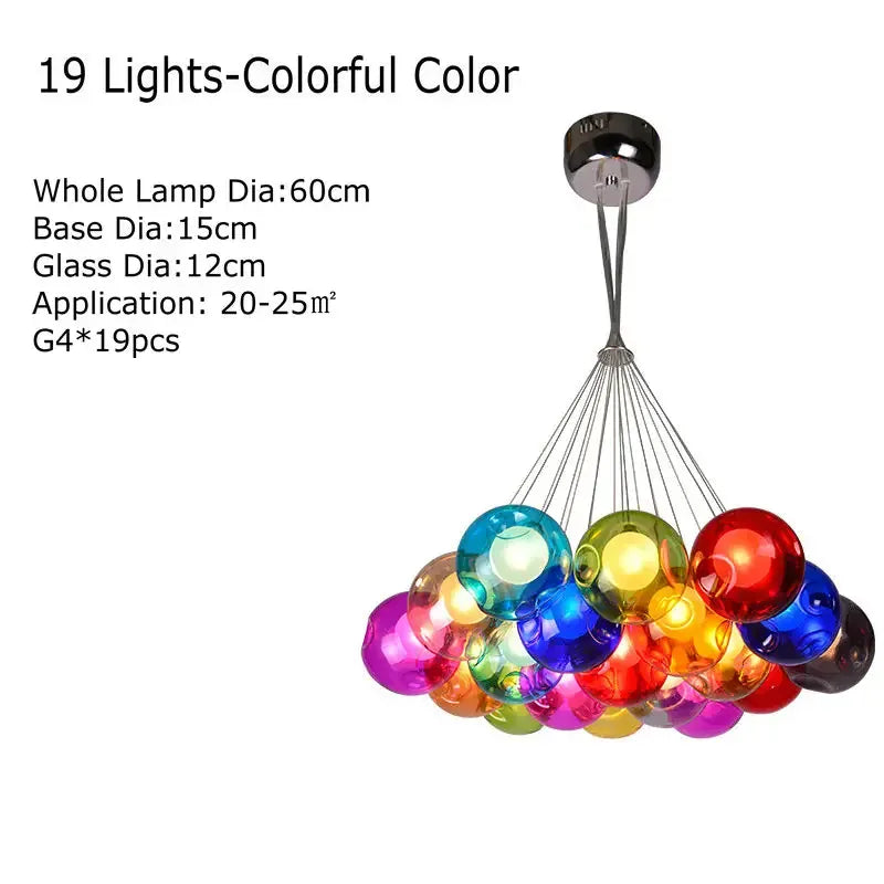 Verthara Premium Colourful Glass Bubble Chandelier 19 Lights Colorful / Cold White