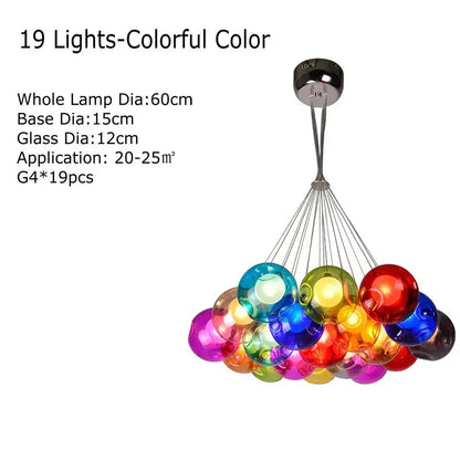 Verthara Premium Colourful Glass Bubble Chandelier 19 Lights Colorful / Cold White