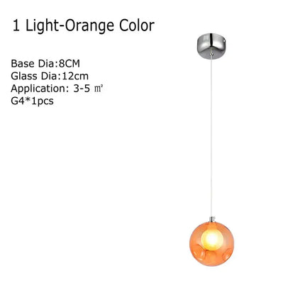 Verthara Premium Colourful Glass Bubble Chandelier Orange-1 head / Cold White