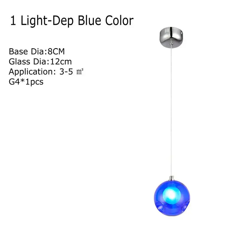 Verthara Premium Colourful Glass Bubble Chandelier Deep Blue-1 head / Cold White