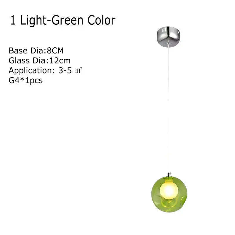 Verthara Premium Colourful Glass Bubble Chandelier Green-1 head / Cold White