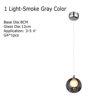 Verthara Premium Colourful Glass Bubble Chandelier Smoke Gray-1 head / Cold White