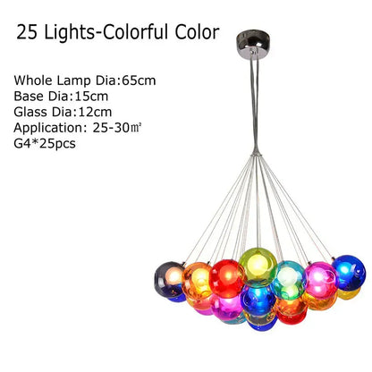 Verthara Premium Colourful Glass Bubble Chandelier 25 Lights Colorful / Cold White