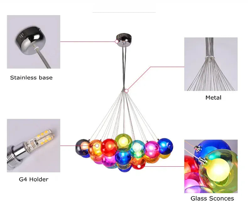 Verthara Premium Colourful Glass Bubble Chandelier