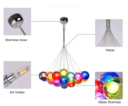 Verthara Premium Colourful Glass Bubble Chandelier