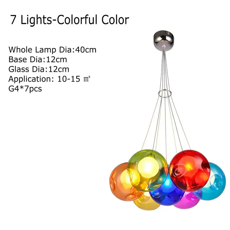 Verthara Premium Colourful Glass Bubble Chandelier 7 Lights Colorful / Cold White