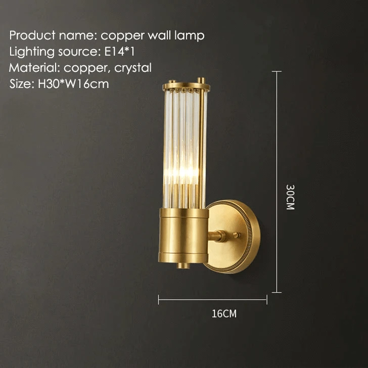 Verthara Premium Copper Wall Sconce Lighting Fixture with E14 Base – Elegant Indoor Wall Lamp for Living Room, Bedroom, and Hallway