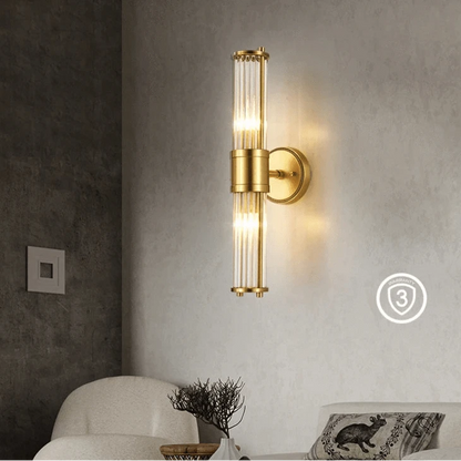 Verthara Premium Copper Wall Sconce Lighting Fixture with E14 Base – Elegant Indoor Wall Lamp for Living Room, Bedroom, and Hallway Cool White / H45cm