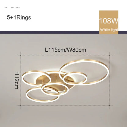 Verthara Premium Crystal & Aluminium Dimmable LED Pendant Chandelier Gold 6 heads 108w