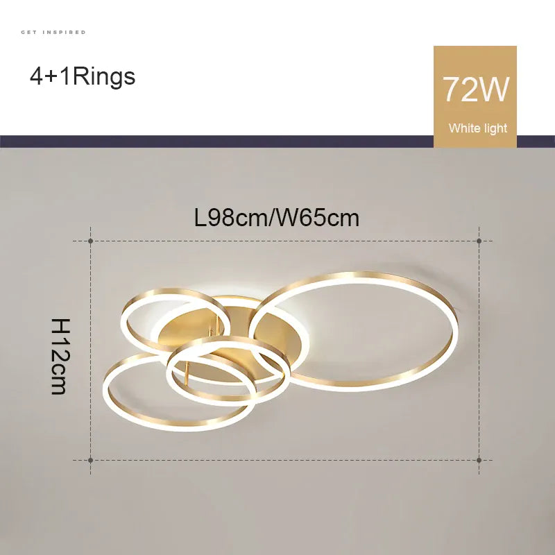Verthara Premium Crystal & Aluminium Dimmable LED Pendant Chandelier Gold 5 heads 72w
