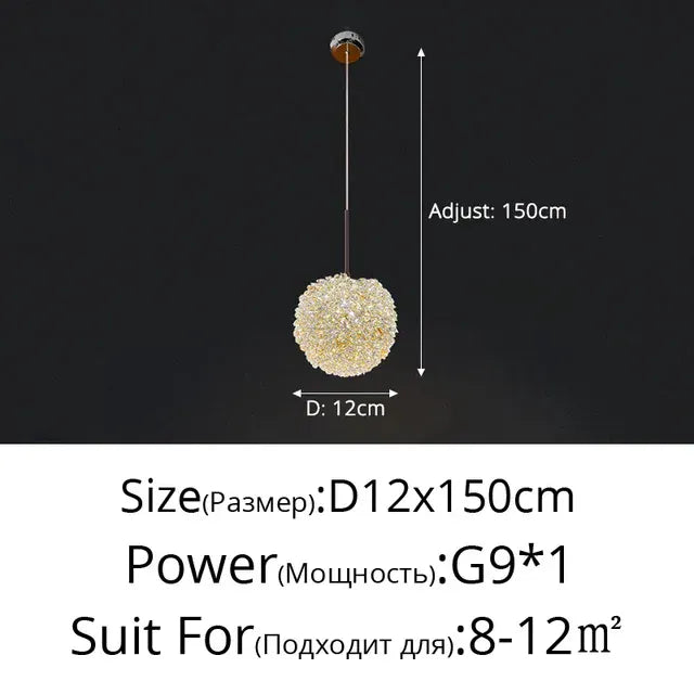 Verthara Premium Crystal Ball Pendant Chandelier One head D12cm
