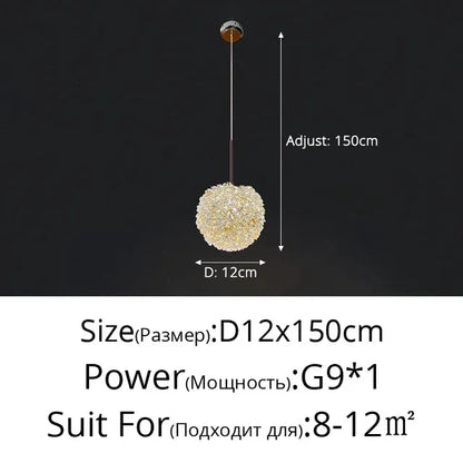 Verthara Premium Crystal Ball Pendant Chandelier One head D12cm
