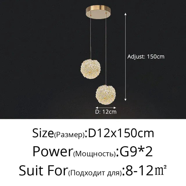 Verthara Premium Crystal Ball Pendant Chandelier Double 12cm