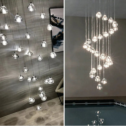 Verthara Premium Crystal Ball Staircase Pendant Light