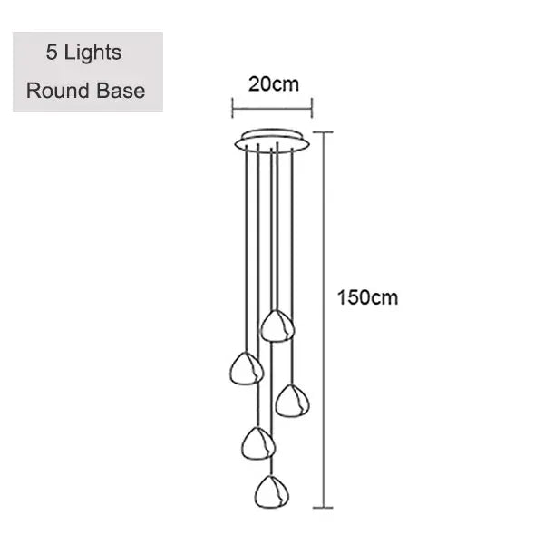 Verthara Premium Crystal Ball Staircase Pendant Light 5 lights / Cold White