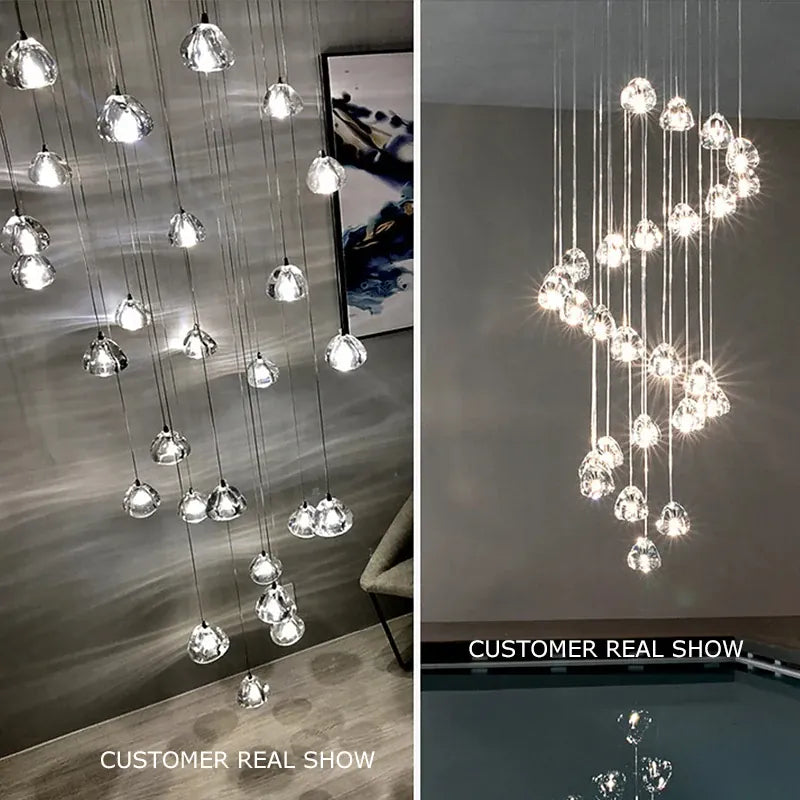 Verthara Premium Crystal Ball Staircase Pendant Light