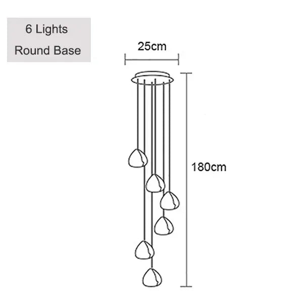 Verthara Premium Crystal Ball Staircase Pendant Light 6 lights / Cold White