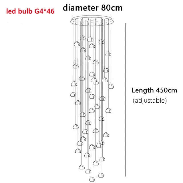 Verthara Premium Crystal Ball Staircase Pendant Light 46 lights / Cold White