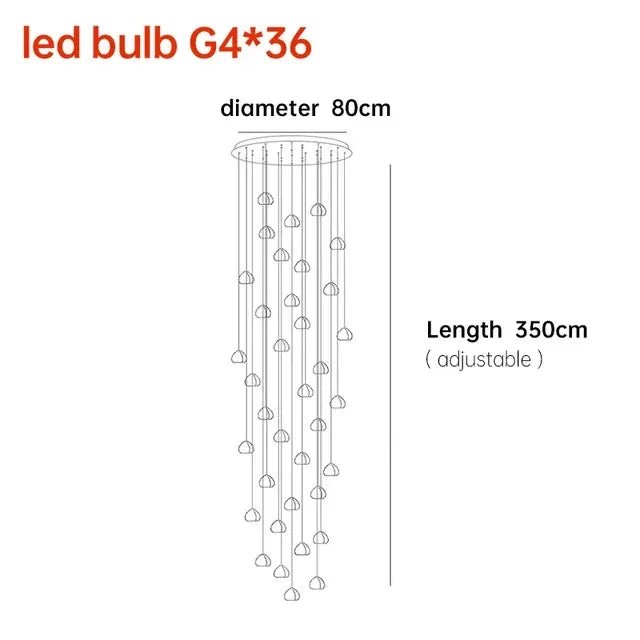 Verthara Premium Crystal Ball Staircase Pendant Light 36 lights / Cold White