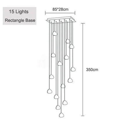 Verthara Premium Crystal Ball Staircase Pendant Light 15 lights / Cold White