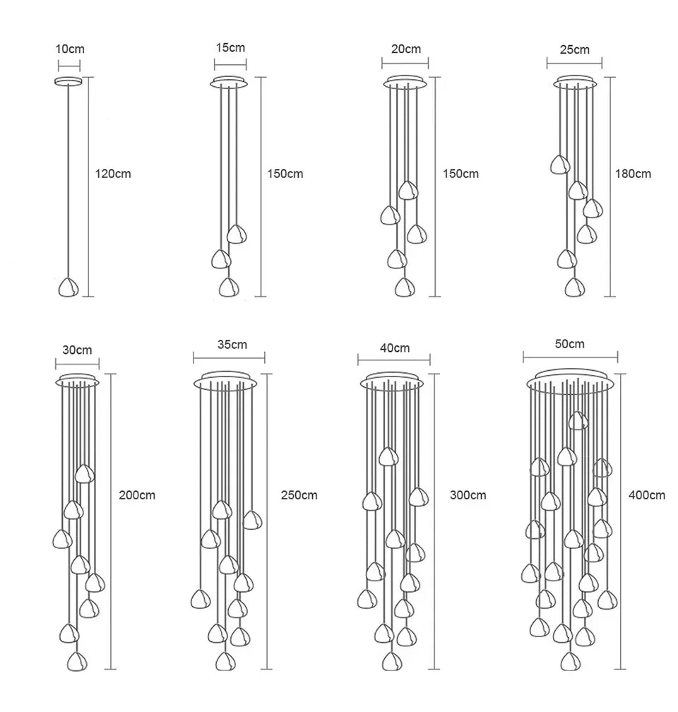 Verthara Premium Crystal Ball Staircase Pendant Light