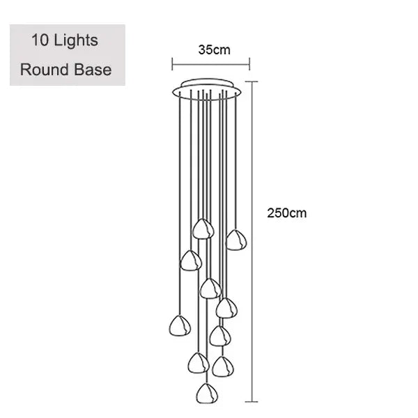 Verthara Premium Crystal Ball Staircase Pendant Light 10 lights / Cold White