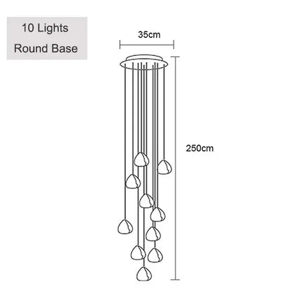 Verthara Premium Crystal Ball Staircase Pendant Light 10 lights / Cold White