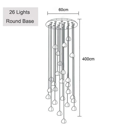 Verthara Premium Crystal Ball Staircase Pendant Light 26 lights round / Cold White