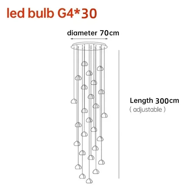 Verthara Premium Crystal Ball Staircase Pendant Light