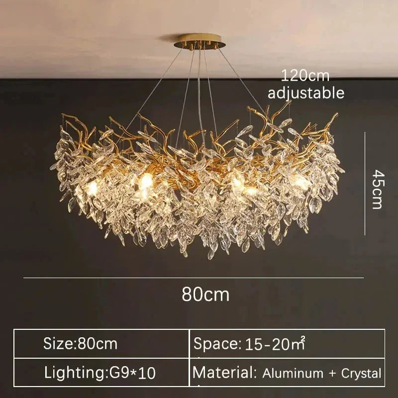 Verthara Premium Crystal Branch Chandelier Round 80cm / Gold