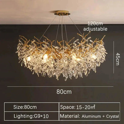 Verthara Premium Crystal Branch Chandelier Round 80cm / Gold