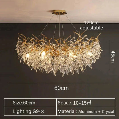 Verthara Premium Crystal Branch Chandelier Round 60cm / Gold