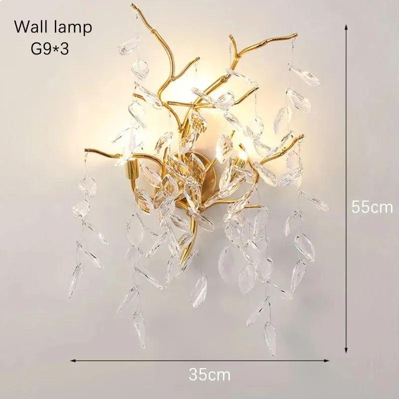 Verthara Premium Crystal Branch Chandelier Wall lamp / Gold