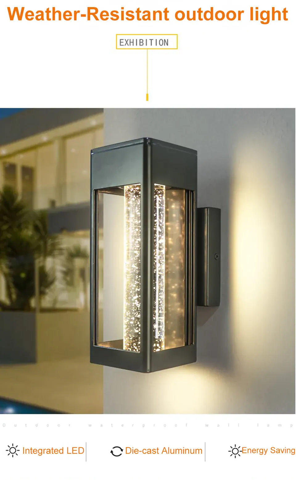 Verthara Premium Crystal Bubble Glass Exterior Wall Sconce