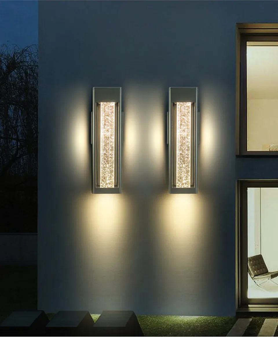 Verthara Premium Crystal Bubble Glass Exterior Wall Sconce