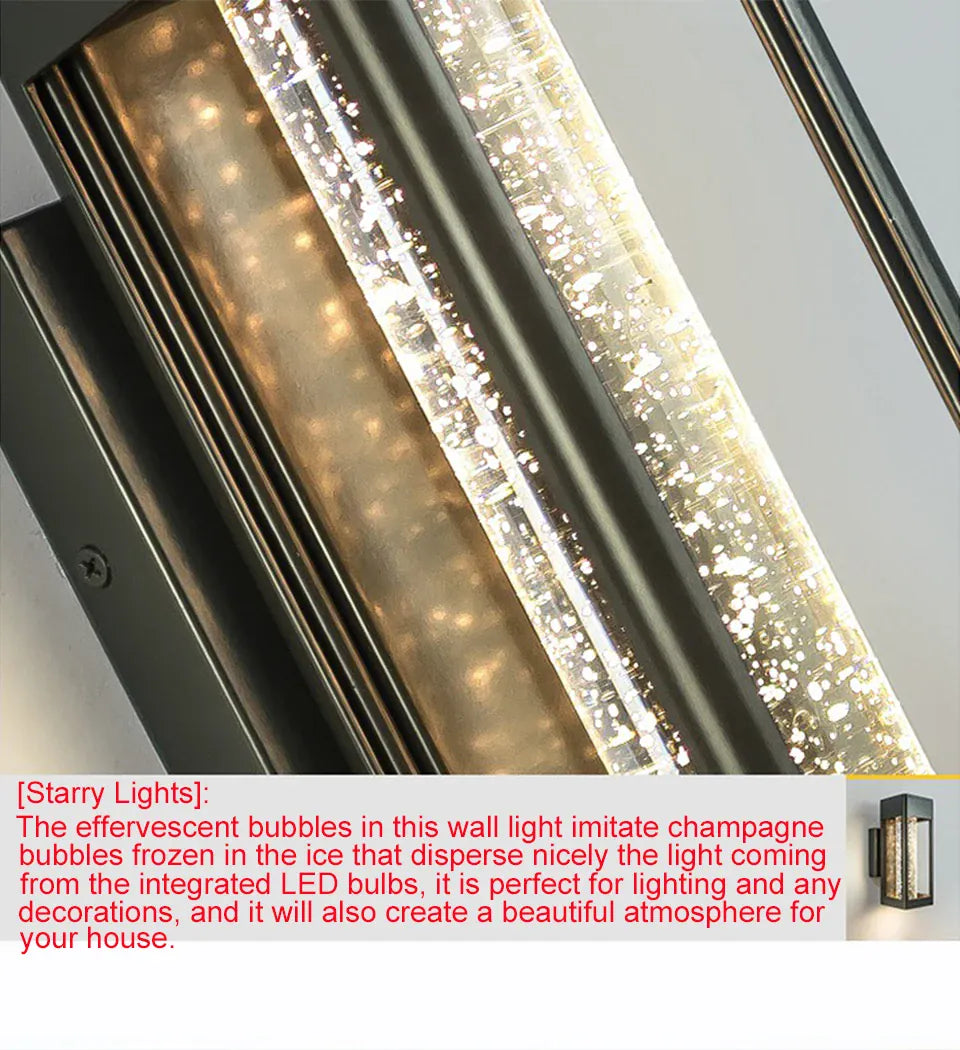 Verthara Premium Crystal Bubble Glass Exterior Wall Sconce