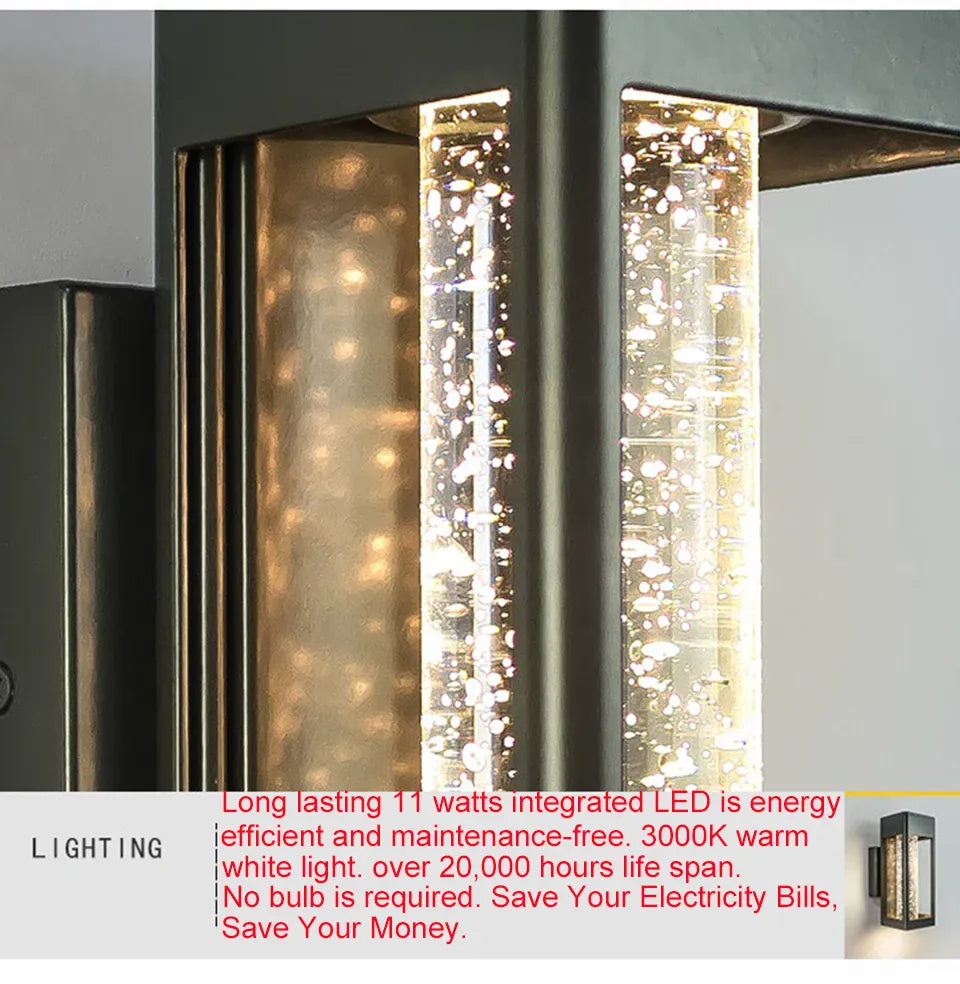 Verthara Premium Crystal Bubble Glass Exterior Wall Sconce