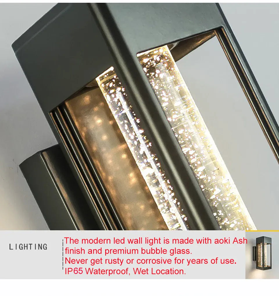 Verthara Premium Crystal Bubble Glass Exterior Wall Sconce